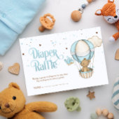 パステルブルーテディベアエアバルーンおむつラッフル エンクロージャーカード