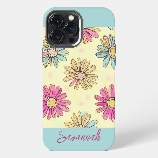 パステルブルーデイジー花 iPhoneケース (裏面)