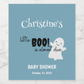 パステルブルーハロウィーンベビーシャワーリトルブー ワインラベル (シングルラベル)