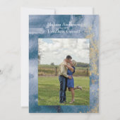 パステルブルーバラ追加フォト婚約パーティ 招待状 (裏面)