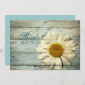 パステルブルーバーンウッドカントリーデイジーブライダルシャワー 招待状 (正面/裏面)