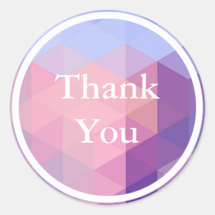 パステルブルーパープルジオメトリックパターンサンキュー ラウンドシール