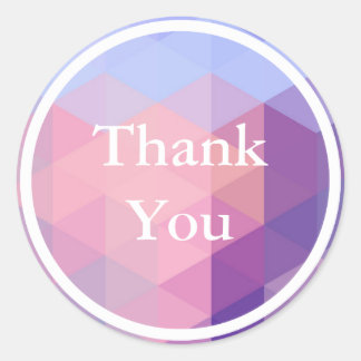 パステルブルーパープルジオメトリックパターンサンキュー ラウンドシール