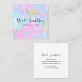 パステルブルーパープルマーブルフェイクと金ゴールド箔 スクエア名刺 (正面/裏面)