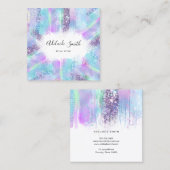 パステルブルーパープル絵を描ストローク スクエア名刺 (正面/裏面)