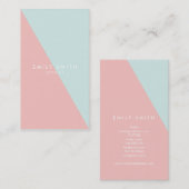 パステルブルーピンクのソーシャルメディアの色ブロック対角線 名刺 (正面/裏面)