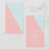 パステルブルーピンクのソーシャルメディアの色ブロック対角線 名刺 (正面/裏面)