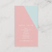 パステルブルーピンクのソーシャルメディアの色ブロック対角線 名刺 (裏面)