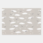 パステルブルーピンクアンドグレーベルーガベビークジラデザイン ラッピングペーパーシート (正面)