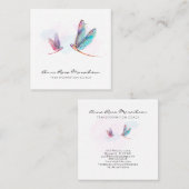 *～*パステルブルーピンクウォーターカラートンボビジネス スクエア名刺 (正面/裏面)