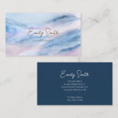 パステルブルーピンクウォーターカラーマーブル抽象芸術 名刺 (正面/裏面)
