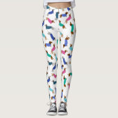 パステルブルーピンクティール(緑がかった色)ダッシュントレギンス レギンス (正面)