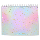 パステルブルーピンクパープルスモールブライトゴールデンドット カレンダー (カバー)