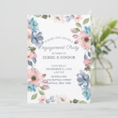 パステルブルーピンクパープルフラワー結婚ズ婚約 招待状 (スタンド正面)