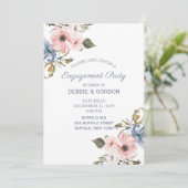 パステルブルーピンクパープルフラワー結婚ズ婚約 招待状 (スタンド正面)