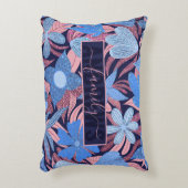 パステルブルーピンクフローラグリッターパターンファミリー アクセントクッション (正面(垂直))