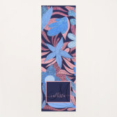 パステルブルーピンクフローラ離れグリッターモノグラム ヨガマット (正面)