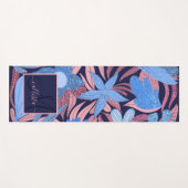 パステルブルーピンクフローラ離れグリッターモノグラム ヨガマット (正面(横))