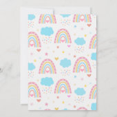 パステルブルーピンクレインボーオーベビーシャワー 招待状 (裏面)