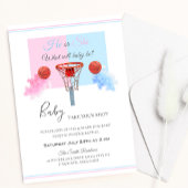 パステルブルーピンク煙バスケットボールジェンダーの表示 招待状