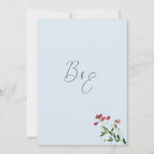 パステルブルーピンク赤い緑の花ありがとう 招待状 (裏面)