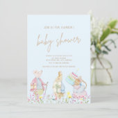 パステルブルーピーターザラビットフレンズ赤ちゃんシャワー 招待状 (スタンド正面)