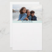 パステルブルーファミリーパーソナライズされたフォト 便箋 (正面/裏面)