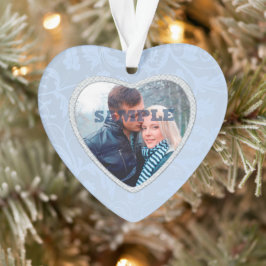 パステルブルーフェイクダイヤモンド写真テンプレート オーナメント