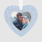 パステルブルーフェイクダイヤモンド写真テンプレート オーナメント (正面)