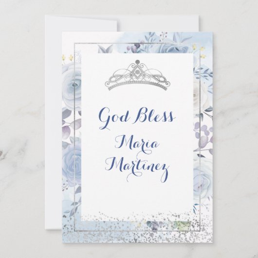 パステルブルーフラワーズキンセニェラ招待状 招待状 (裏面)