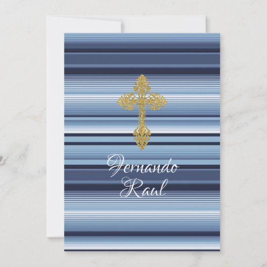 パステルブルーフラワーズフィエスタバプテスマ&誕生日 招待状 (裏面)