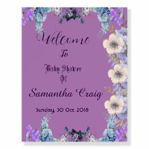 パステルブルーフラワーズブドパープル薄紫ウェルカムサイン