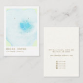 パステルブルーフローラウォーターカラーイヤリングディスプレイ 名刺 (正面/裏面)