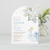 パステルブルーフローラスワンプリンセスアーチベイビーシャワー 招待状 (スタンド正面)