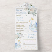 パステルブルーフローラスワンプリンセスベビーシャワー オールインワン招待状 (内側)