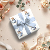 パステルブルーフローラティーネズミ ラッピングペーパーシート