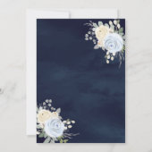 パステルブルーフローラドレスネイビー金ゴールドキンセアニェラ 招待状 (裏面)