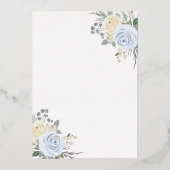 パステルブルーフローラドレスプリンセスキンセアニェラ金ゴールド 箔招待状 (裏面)