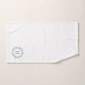 パステルブルーフローラリースカスタムモノグラム バスタオルセット (ハンドタオル)