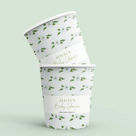 パステルブルーフローラ少年ベビーシャワーパーティー 紙コップ