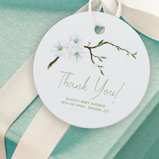 パステルブルーフローラ男の子の赤ちゃん感謝していシャワーユー フェイバータグ