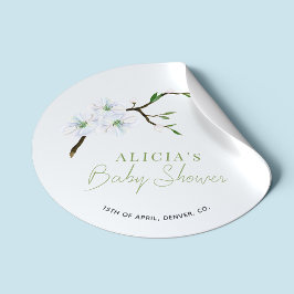 パステルブルーフローラ男エレガントの子の赤ちゃんシャワー ラウンドシール