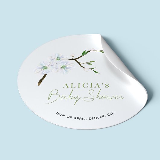 パステルブルーフローラ男エレガントの子の赤ちゃんシャワー ラウンドシール