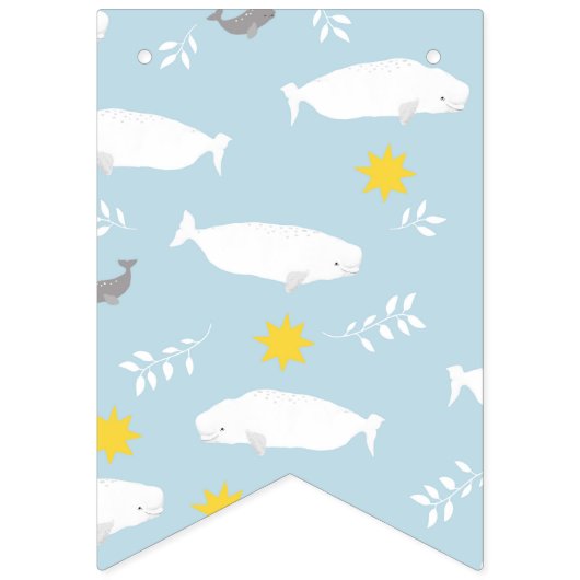 パステルブルーベルーガ鯨の星ベビーシャワーデザイン バンティングフラッグ (第3の旗)