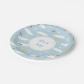 パステルブルーベルーガ鯨の星ベビーシャワーデザイン ペーパープレート (アングル)