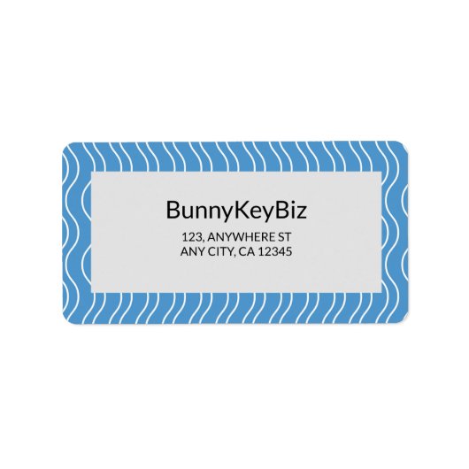 パステルブルーホワイトウェーブラインビジネス会社 ラベル (正面)