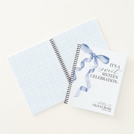パステルブルーボウスウィート16文字から誕生日ガール ノートブック (内部)