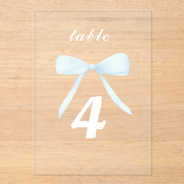 パステルブルーボウテーブル番号 アクリル招待状