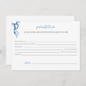 パステルブルーボウベビーシャワーアドバイスfor the parents シーズンカード (正面/裏面)