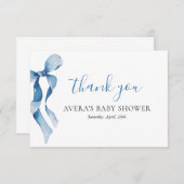 パステルブルーボウベビーシャワーサンキューカード サンキューカード (正面/裏面)